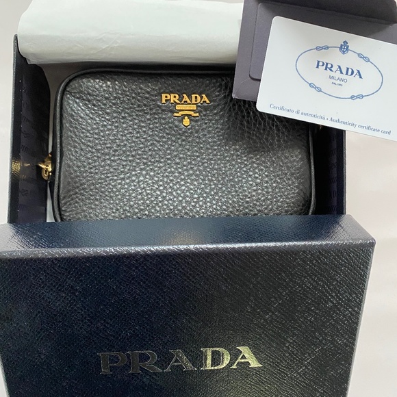 Prada Textured Black Crossbody Bag with Gold Details - Picture 6 of 6